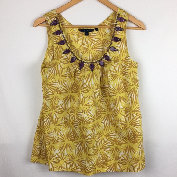 Boden Tops - 3 for 10❤️Boden Yellow Burst Tank w/Beads